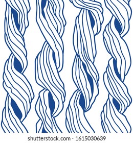 Abstract seamless pattern. Vector illustration with abstract waves. Linear ornament. Linear rope design.