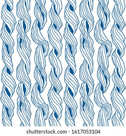 Abstract seamless pattern. Vector illustration with abstract waves. Linear ornament. Linear rope design.