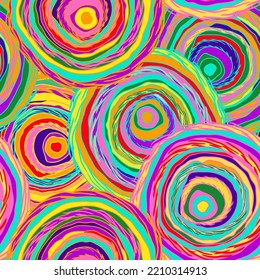 abstract seamless pattern - vector illustration. The bright multicolored circles Hand-drawn manually.