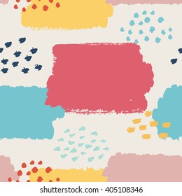 Abstract seamless pattern. Vector illustration for cute fashion design. Pretty retro style. Pale pastel colors. Stylish greeting decoration paint background. Decorative fabric cover trendy texture