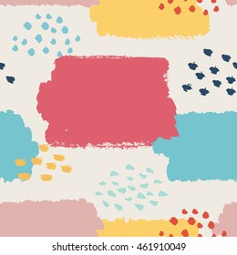 Abstract seamless pattern. Vector illustration for fashion design. Cute repeating background. Hand painted texture. Retro backdrop decoration. Decorative fabric. Brush postcard. Pink and white colors.