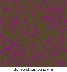 Abstract seamless pattern with vector linear flowers. Can be used as creating card, invitation card for wedding, birthday and other holiday and cute fantasy background, textile, wallpaper, wrapping.