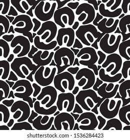 Abstract seamless pattern in vector. Nature print. Fabric texture. Animal print leopard skin. Wild safari background cheetah fur fabric. Graphic vector art. Leopard texture. Black and white background