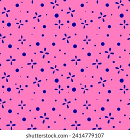 Abstract Seamless Pattern Vector. Pink and purple neon simply shaped with small points. Design templates for fashion, fabric, textile, wrapping paper, wallpaper. Minimalist hand drawn background.