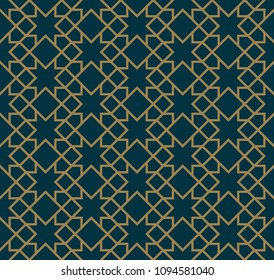 Abstract seamless pattern, Vector seamless pattern. Repeating geometric ornament . luxury gold blue color