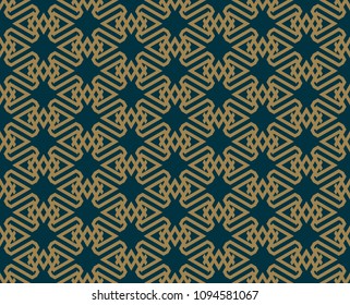 Abstract seamless pattern, Vector seamless pattern. Repeating geometric ornament . luxury gold blue color