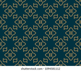 Abstract seamless pattern, Vector seamless pattern. Repeating geometric ornament . luxury gold blue color