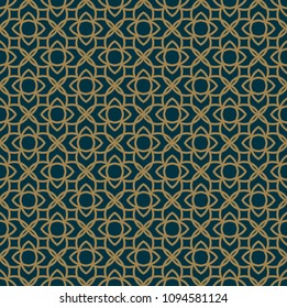 Abstract seamless pattern, Vector seamless pattern. Repeating geometric ornament . luxury gold blue color