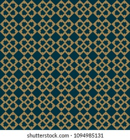 Abstract seamless pattern, Vector seamless pattern. Repeating geometric ornament . luxury gold blue color