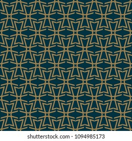 Abstract seamless pattern, Vector seamless pattern. Repeating geometric ornament . luxury gold blue color