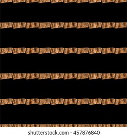 Abstract seamless pattern, vector stripe ornament on black background.