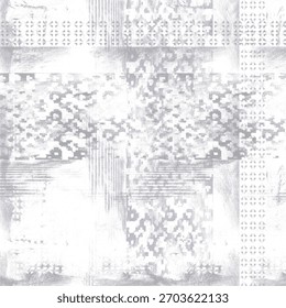 Abstract seamless pattern with vertical halftone lines and grungy texture. Perfect for retro-style backgrounds, digital art, and fashion fabric prints.