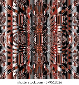 Abstract seamless pattern with  vertical stripes and radial ornaments. Geometric creative background. Modern geometrical wallpaper. Vector elegant  texture.