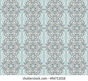 Abstract seamless pattern in victorian style, winter palette, vector illustration