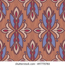 Abstract seamless pattern in victorian style, retro palette, vector illustration