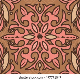 Abstract seamless pattern in victorian style, romantic palette, vector illustration