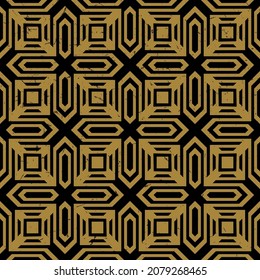 Abstract seamless pattern in vintage Art Deco style. Pattern for the design of original tableware, textiles, wallpaper, greeting cards and stylish clothes. Black gold vector illustration.