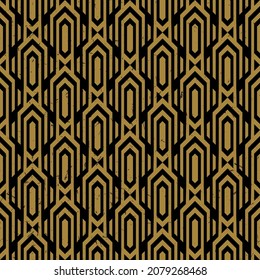 Abstract seamless pattern in vintage Art Deco style. Pattern for the design of original tableware, textiles, wallpaper, greeting cards and stylish clothes. Black gold vector illustration.
