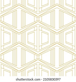 Abstract seamless pattern in vintage Art Deco style. Pattern for the design of original tableware, textiles, wallpaper, greeting cards and stylish clothes. Gold white vector illustration.