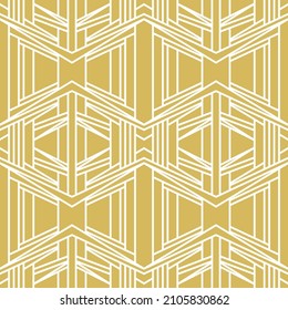 Abstract seamless pattern in vintage Art Deco style. Pattern for the design of original tableware, textiles, wallpaper, greeting cards and stylish clothes. Gold white vector illustration.