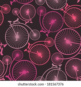 Abstract seamless pattern of vintage bicycles