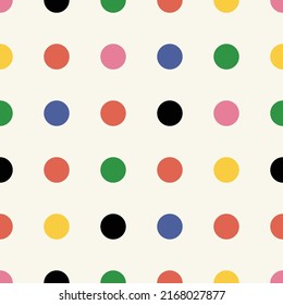 Abstract seamless pattern with vintage colorful circles. Round corner geometric shapes.