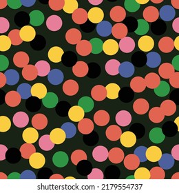 Abstract seamless pattern with vintage colorful circles. Round corner geometric shapes.