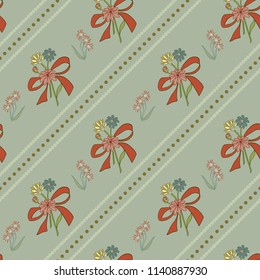 Abstract seamless pattern with vintage flowers