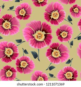 Abstract seamless pattern with vintage flowers