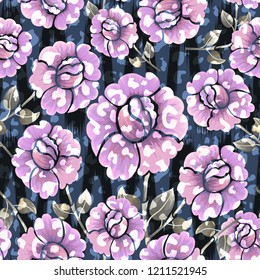 Abstract seamless pattern with vintage flowers