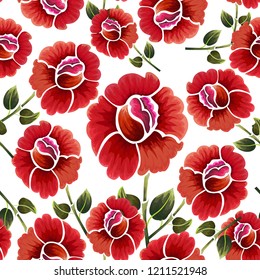 Abstract seamless pattern with vintage flowers