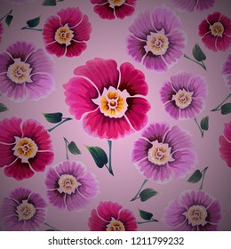 Abstract seamless pattern with vintage flowers