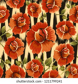 Abstract seamless pattern with vintage flowers