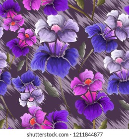 Abstract seamless pattern with vintage flowers