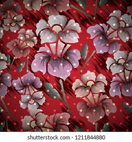 Abstract seamless pattern with vintage flowers