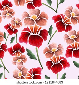 Abstract seamless pattern with vintage flowers