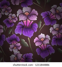 Abstract seamless pattern with vintage flowers