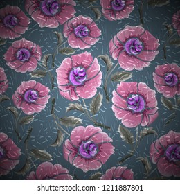 Abstract seamless pattern with vintage flowers