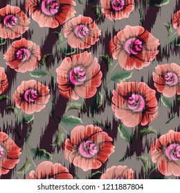 Abstract seamless pattern with vintage flowers