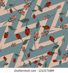 Abstract seamless pattern with vintage flowers