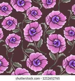 Abstract seamless pattern with vintage flowers