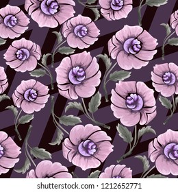 Abstract seamless pattern with vintage flowers