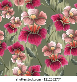 Abstract seamless pattern with vintage flowers