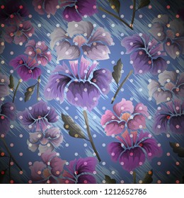 Abstract seamless pattern with vintage flowers