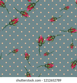 Abstract seamless pattern with vintage flowers