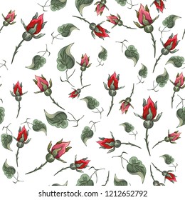 Abstract seamless pattern with vintage flowers