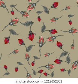 Abstract seamless pattern with vintage flowers