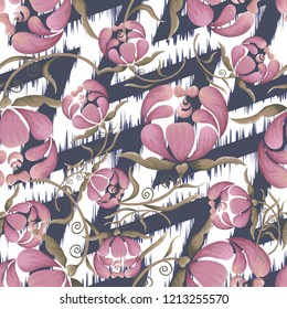 Abstract seamless pattern with vintage flowers