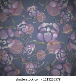 Abstract seamless pattern with vintage flowers