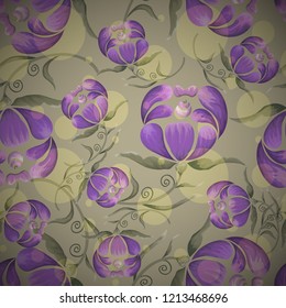 Abstract seamless pattern with vintage flowers